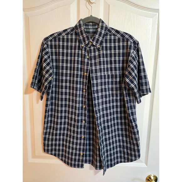 David Taylor Other - David Taylor Mens Small Navy Blue White Plaid Short Sleeve Button Shirt /0543